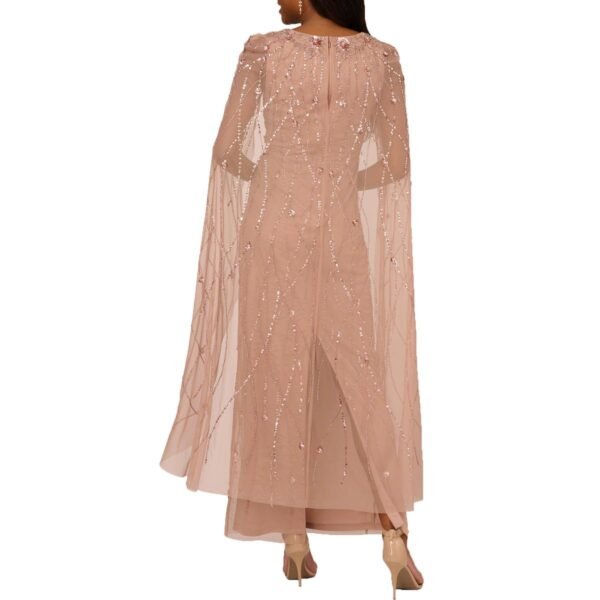 Adrianna Papell Womens Beaded Cape Evening Dress - Image 2